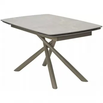 Стол обеденный Q-Home Rivoli, 140/200 см, раздвижной, матовая керамика Latte Stone Solid / каркас Taupe, QH614M05543