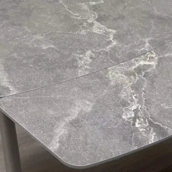 Стол обеденный Q-Home Rivoli, 140/200 см, раздвижной, матовая керамика Latte Stone Solid / каркас Taupe, QH614M05543