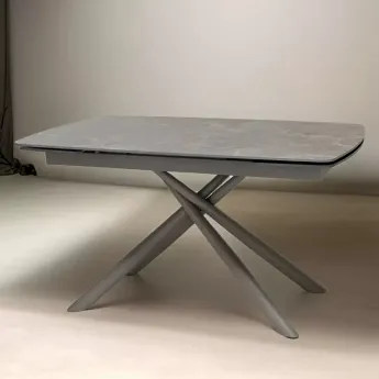 Стол обеденный Q-Home Rivoli, 140/200 см, раздвижной, матовая керамика Latte Stone Solid / каркас Taupe, QH614M05543
