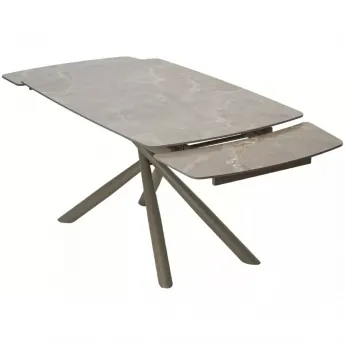 Стол обеденный Q-Home Rivoli, 140/200 см, раздвижной, матовая керамика Latte Stone Solid / каркас Taupe, QH614M05543