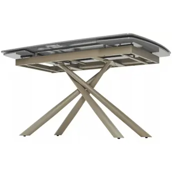 Стол обеденный Q-Home Rivoli, 140/200 см, раздвижной, матовая керамика Latte Stone Solid / каркас Taupe, QH614M05543