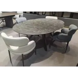 Стол обеденный Q-Home Aksel, 130/200 см, раздвижной, серый мрамор матовая керамика / каркас темно-серый, QH626M05474