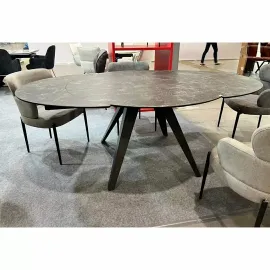 Стол обеденный Q-Home Aksel, 130/200 см, раздвижной, серый мрамор матовая керамика / каркас темно-серый, QH626M05474