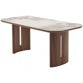 Стол обеденный Q-Home Bark, 180 см, фиксированный, керамика CA035 / каркас орех, QH632M05877