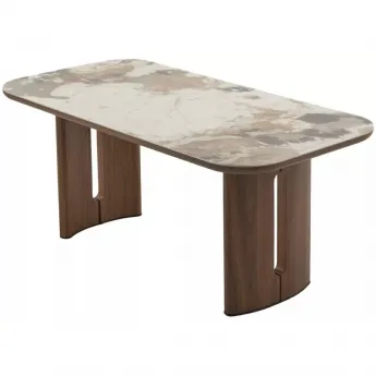 Стол обеденный Q-Home Bark, 180 см, фиксированный, керамика CA035 / каркас орех, QH632M05877