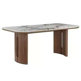 Стол обеденный Q-Home Bark, 180 см, фиксированный, керамика CA035 / каркас орех, QH632M05877