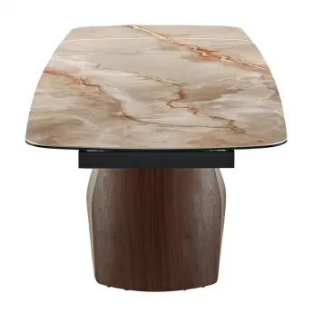 Стол обеденный Q-Home Select, 180/270 см, раздвижной, глянцевая керамика Glossy Toscane / Орех, QH3138