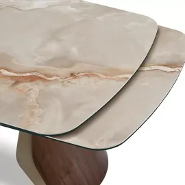 Стол обеденный Q-Home Select, 180/270 см, раздвижной, глянцевая керамика Glossy Toscane / Орех, QH3138