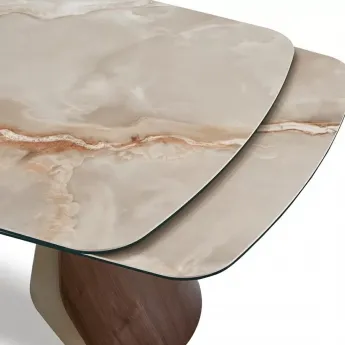 Стол обеденный Q-Home Select, 180/270 см, раздвижной, глянцевая керамика Glossy Toscane / Орех, QH3138