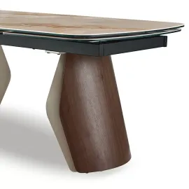 Стол обеденный Q-Home Select, 180/270 см, раздвижной, глянцевая керамика Glossy Toscane / Орех, QH3138