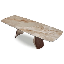 Стол обеденный Q-Home Select, 180/270 см, раздвижной, глянцевая керамика Glossy Toscane / Орех, QH3138