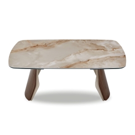 Стол обеденный Q-Home Select, 180/270 см, раздвижной, глянцевая керамика Glossy Toscane / Орех, QH3138