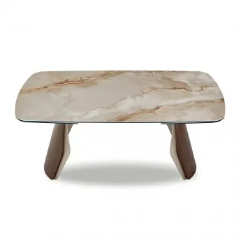 Стол обеденный Q-Home Select, 180/270 см, раздвижной, глянцевая керамика Glossy Toscane / Орех, QH3138