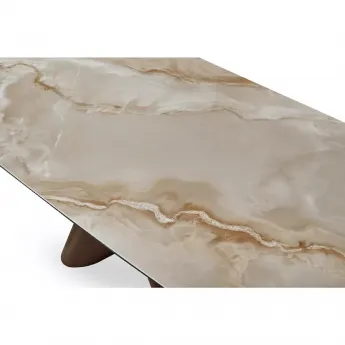 Стол обеденный Q-Home Senti, 180/270 см, раздвижной, глянцевая керамика Glossy Toscane / Орех, QH2463