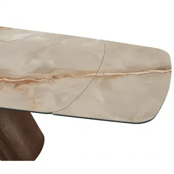 Стол обеденный Q-Home Senti, 180/270 см, раздвижной, глянцевая керамика Glossy Toscane / Орех, QH2463