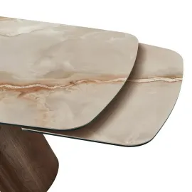 Стол обеденный Q-Home Senti, 180/270 см, раздвижной, глянцевая керамика Glossy Toscane / Орех, QH2463
