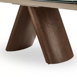 Стол обеденный Q-Home Senti, 180/270 см, раздвижной, глянцевая керамика Glossy Toscane / Орех, QH2463
