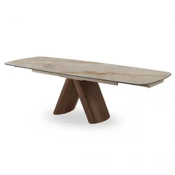 Стол обеденный Q-Home Senti, 180/270 см, раздвижной, глянцевая керамика Glossy Toscane / Орех, QH2463