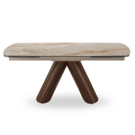 Стол обеденный Q-Home Senti, 180/270 см, раздвижной, глянцевая керамика Glossy Toscane / Орех, QH2463