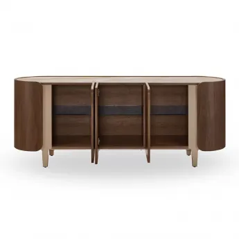 Буфет-прилавок Q-Home Select, 200 см, глянцевая керамика Glossy Toscane / Орех, QH3138