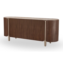 Буфет-прилавок Q-Home Select, 200 см, глянцевая керамика Glossy Toscane / Орех, QH3138