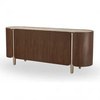 Буфет-прилавок Q-Home Select, 200 см, глянцевая керамика Glossy Toscane / Орех, QH3138