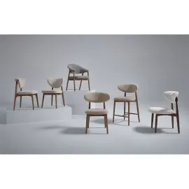 Стул Q-Home Tods 4 (Тодс 4), темный Орех / бежевая ткань, QHCHTODS4