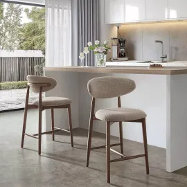 Полубарный стул Q-Home Tods (Тодс), Орех / бежевая ткань, QHSBTODS