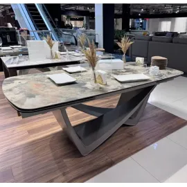 Стол обеденный Q-Home Престон, 200/300 см, керамика на стекле, раздвижной, QHDT2407-200/300