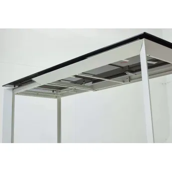 Стол обеденный Q-Home Cremona, 160/220 см, раздвижной, контрастный мрамор итальянская керамика / каркас белый