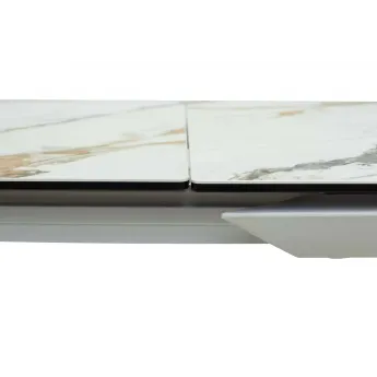 Стол обеденный Q-Home Cremona, 160/220 см, раздвижной, контрастный мрамор итальянская керамика / каркас белый