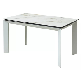 Стол обеденный Q-Home Cremona, 180/240 см, раздвижной, матовая керамика мрамор KL-188 / каркас белый, QH614М04876