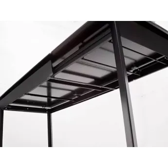 Стол обеденный Q-Home Cremona, 140/200 см, раздвижной, белый мрамор глянцевая керамика / каркас черный