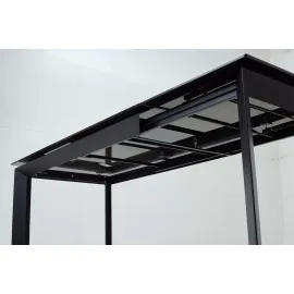 Стол обеденный Q-Home Cremona, 160/220 см, раздвижной, белый мрамор матовая керамика / каркас черный