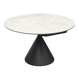 Стол обеденный MOD Interiors Toledo, 90 (135) см, раздвижной, керамика белый мрамор (МH162), чёрный металл, MDI.DT.TOL.21