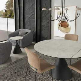 Стол обеденный MOD Interiors Toledo, 90 (135) см, керамика белый мрамор, раздвижной, MDI.DT.TOL.18