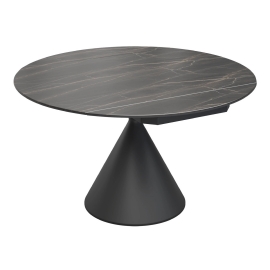 Стол обеденный MOD Interiors Toledo, 90 (135) см, раздвижной, керамика черный мрамор (0045R), чёрный металл, MDI.DT.TOL.23