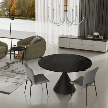 Стол обеденный MOD Interiors Toledo, 90 (135) см, керамика черный мрамор, раздвижной, MDI.DT.TOL.23