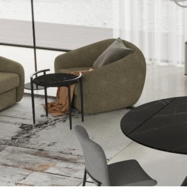 Журнальный стол Mod Interiors Toledo, черная керамика с прожилками, черный металл, MDI.ET.TOL.25