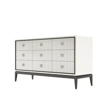 Комод Classico Italiano Ницца, 9 ящиков, молочный/фасад с фрезеровкой, 8043/L/BL/BL
