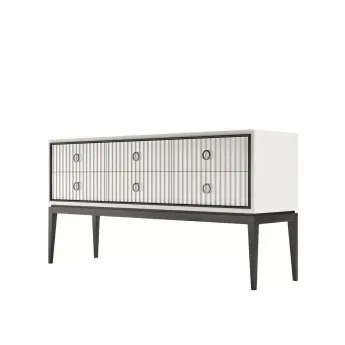 Комод Classico Italiano Ницца, 6 ящиков, молочный/фасад с фрезеровкой, 8046/L/BL/BL