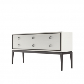 Комод Classico Italiano Ницца, 6 ящиков, молочный/гладкий фасад, 8016/L/BL/BL