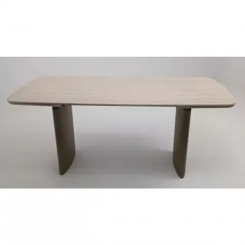 Стол обеденный Q-Home Calvin, 180/260 см, раздвижной, бежевая матовая керамика / каркас серый дуб, QH614M06013