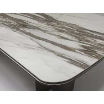 Стол обеденный Q-Home Ingerman, 200/300 см, раздвижной, глянцевая керамика под мрамор / каркас металл, QH626М05985
