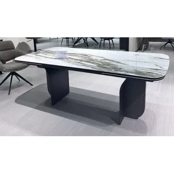 Стол обеденный Q-Home Ingerman, 200/300 см, раздвижной, глянцевая керамика под мрамор / каркас металл, QH626М05985