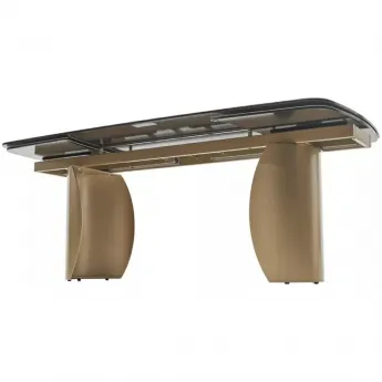 Стол обеденный Q-Home Bronte, 200/300 см, раздвижной, матовая керамика контрастный мрамор / каркас шампань, QH614M05555
