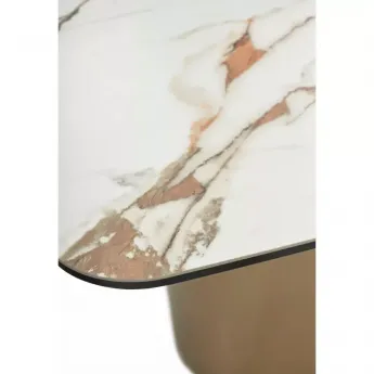 Стол обеденный Q-Home Bronte, 200/300 см, раздвижной, матовая керамика контрастный мрамор / каркас шампань, QH614M05555