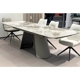 Стол обеденный Q-Home Stefan, 180/260 см, раздвижной, глянцевая керамика Luxury Pandora / каркас латте, QH626М05795
