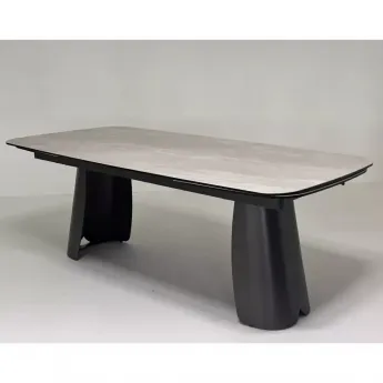 Стол обеденный Q-Home Kent, 200/300 см, раздвижной, матовая серая керамика / каркас темно-серый, QH626М06000