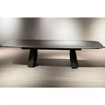 Стол обеденный Q-Home Kent, 200/300 см, раздвижной, матовая серая керамика / каркас темно-серый, QH626М06000